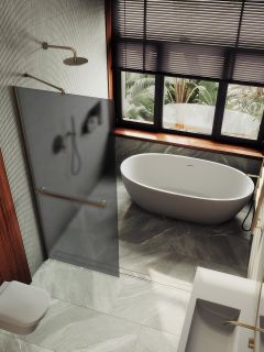 Душевая перегородка MaybahGlass MGD-730-2ш 79см бронза